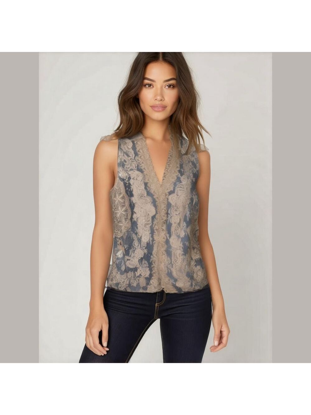 Vintage Lace Embroidered Vest Custom Made Boho